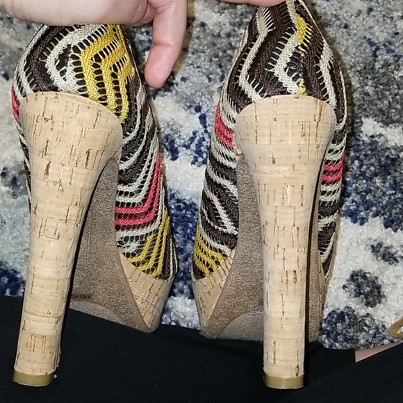 Multi-colored Cork Heels - Picture 4 of 5